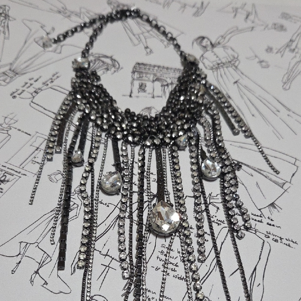 White House Black Market Silver Statement Necklace